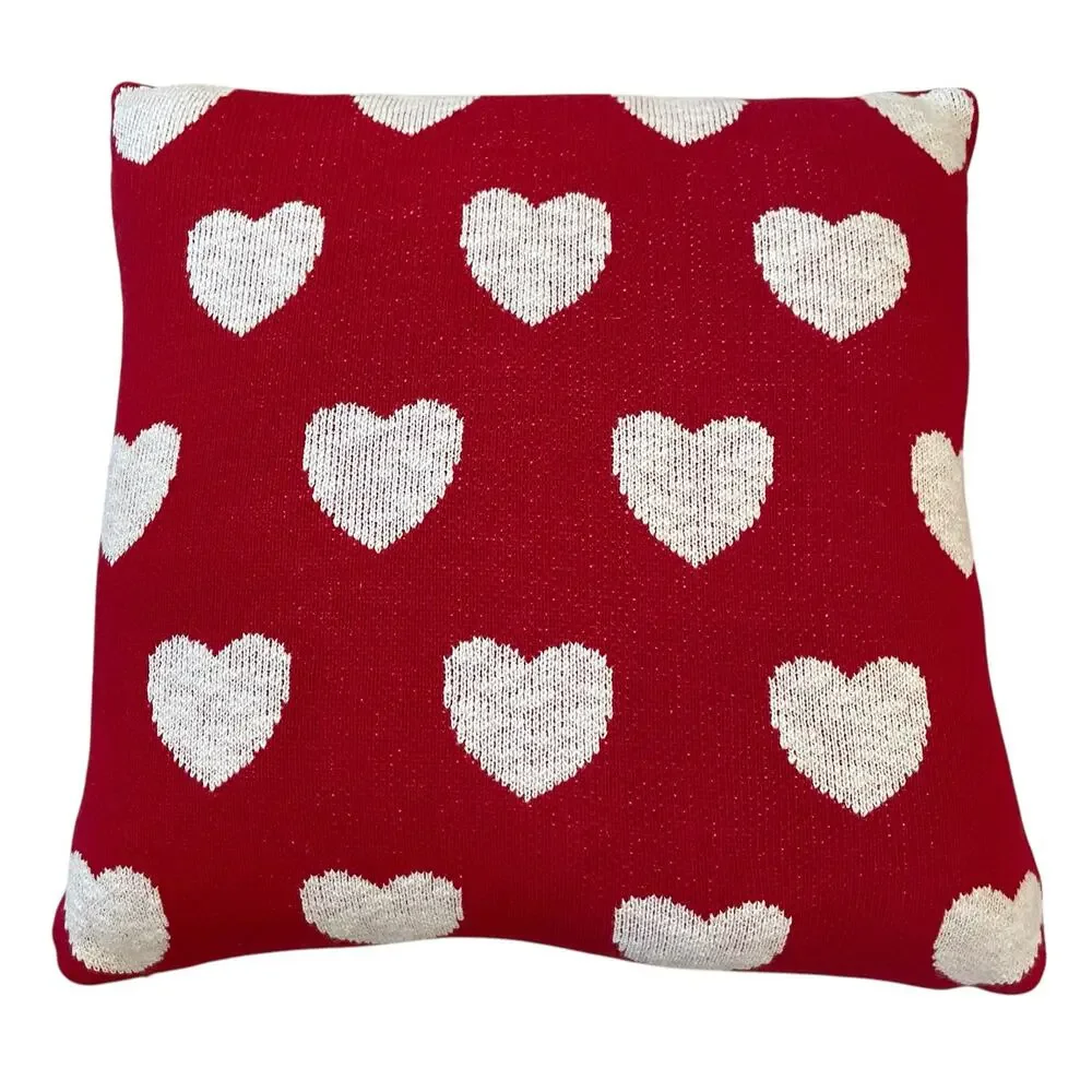 LOVE LETTERS 20x20 Heart Pillow Red and White Valentine's Home Decor NEW